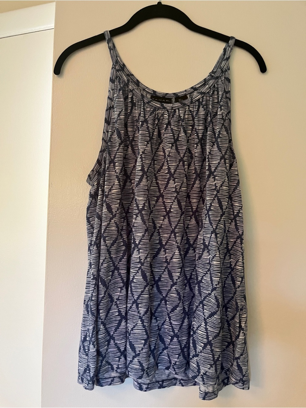 Tahiti Navy & White Patterned Sleeveless Top